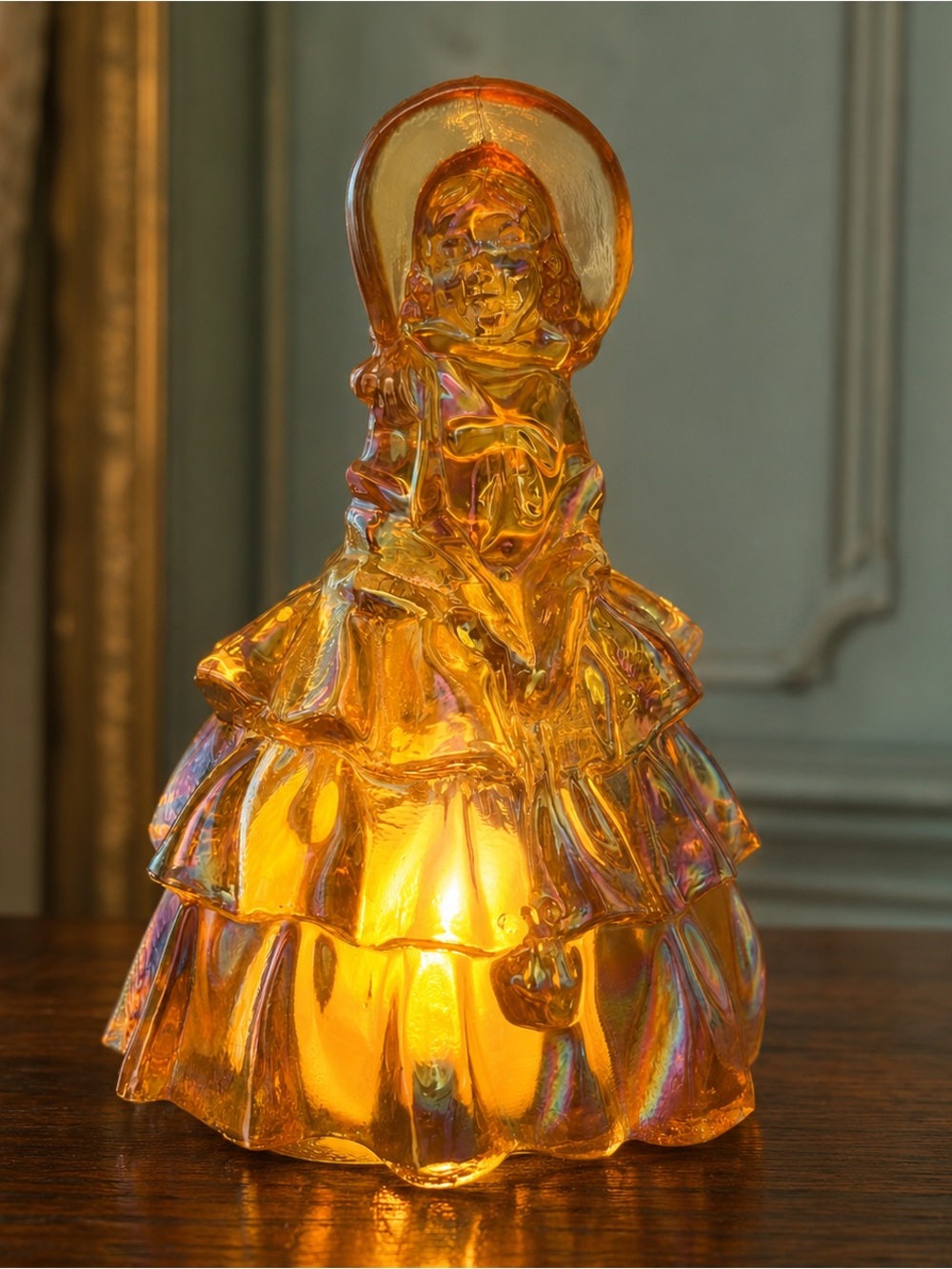 Vintage Wheaton Marigold Carnival Glass Southern Belle Fairy Lamp